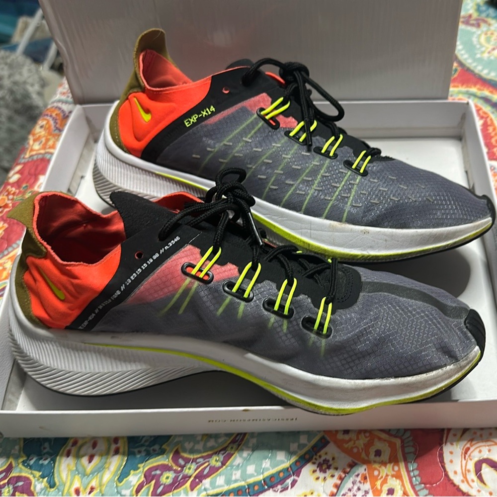 Nike Gray and Neon Athletic WMNS EXP-X14 running shoes
